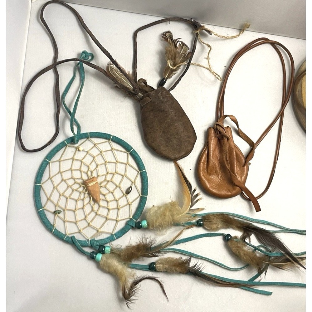 Dream Catcher Sage‎ Bag Lot of 3 Feather Leather Arrow Head Stone